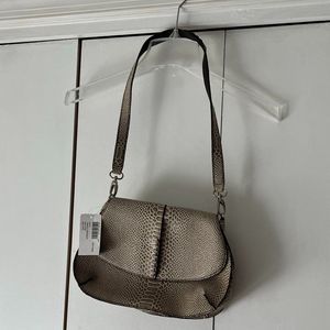 New - Chico's Reptile Print Off White/Tan Handbag